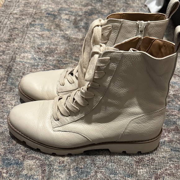 Vionic Off-White Lace-Up Combat Boots - Picture 2 of 3
